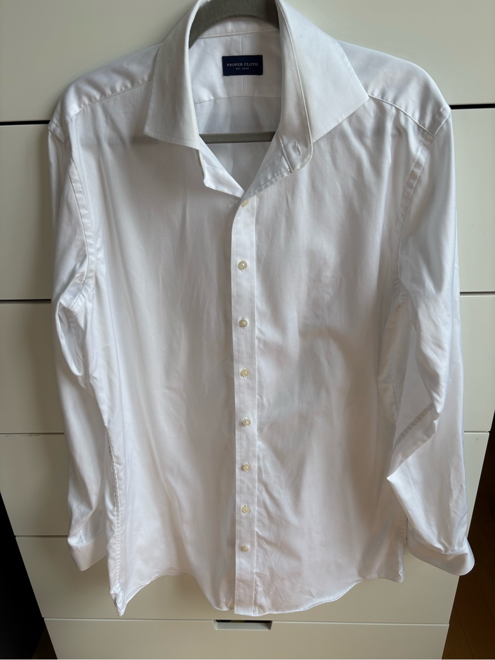 Men's Proper Cloth White Dress Shirt with Classic Point Collar